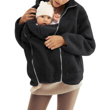 Women's Fleece Zip-Up 2-in-1 Babywearing Jacket, Maternity & Postpartum Winter Coat with Kangaroo Pocket – Compatible with All Carriers