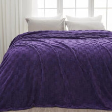 Super Soft King Blanket Purple Premium Silky Flannel Fleece 3D Checkered Lightweight Bed Blanket All Season Use (Purple Checkered, King(90"x110"))