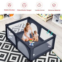 Box per bambini con 50 palline da gioco Box con rete e cerniera 120 x 190 cm grigio scuro