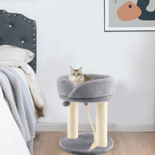 Katzenbaum Katzenkratzbaum mit Weicher Sitzfläche Sisalturm für Katzen Grau