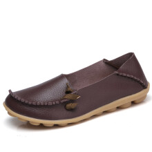 Chaussures pour femmes, bout rond, mocassins plats décontractés, semelle souple, couleur café, pointure 42