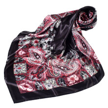 Damskie chusty bandana kwadratowe na głowę, owijka w stylu vintage, jesienna, satynowa, letnia, cienkie włosy, gładka, zimowa, boho, rouge noir,