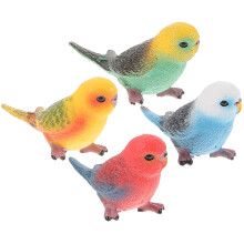 4 figuras artificiales de loros, modelos de aves realistas, estatuas de aves falsas, modelos de aves pequeñas decorativas.