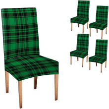 Housses de chaise Ă carreaux noirs et verts, lot de 4, amovibles, compatibles avec les chaises standard