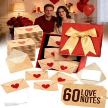 Caja para notas de amor DIY con 60 mini tarjetas en blanco y sobres.