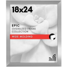 18x24 Poster Frame, Polished Plexiglass, Silver Engineered Wood – Vertical/Horizontal Wall Display – Compatible with Epic Collection