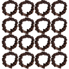 16 elastici per capelli, accessori per capelli in raso liscio e morbido per donne, per creare look eleganti e senza sforzo, elastici in seta, marrone