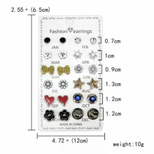 EASTIN20Pair/Boîte Boucles d'oreilles puces en cristal coloré Ensemble de 18 à 12 paires noires/blanches rondes...