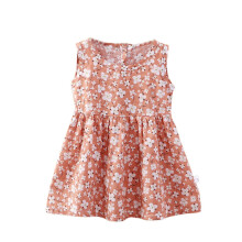 Taaperotyttöjen mekot, vauvan tyttöjen vaatteet, vauvan tyttöjen kesäinen printtikuvioinen hihaton pyöreä kaula-aukkoinen mekko, khaki, 8-9