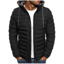 Jaquetas de inverno masculinas, jaqueta com capuz de cor sólida, jaqueta acolchoada de algodão, jaqueta acolchoada de algodão da moda, jaqueta
