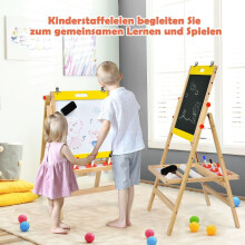3 in 1 Kindertafel Klappbar Höhenverstellbare Holztafel für Kinder 50,5 x 53,5 x 79-104 cm Natur + Gelb