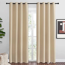 Blackout Curtains Panels 52x80 Inch, Biscotti Beige, 3-Pass Microfiber, Thermal Insulated, Noise Reducing, Ring Top — Compatible with Standard Rods