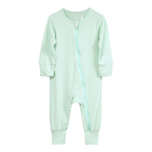 Gutteheldragter for barn baby bomullssparkdysjamas fotløs glidelås langermet jumpsuit for 18-24 måneder