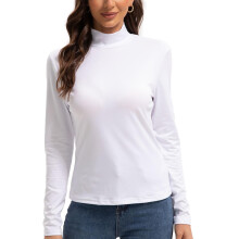 Camisetas de manga larga con cuello alto simulado para mujer, estilo casual, ajustadas y ligeras, ideales como prenda interior.