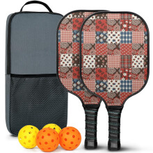 Pickleball Paddles Set with Floral Fiberglass Rackets, 2 Balls & Bag – Compatible with Indoor/Outdoor Play