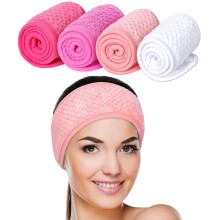 Bentițe faciale Spa, set de 4, din fleece coral