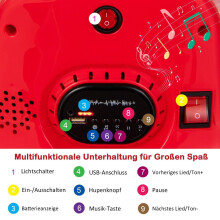 Autoscontro per bambini 6V, rotazione di 360 gradi con musica e luci LED colorate rosse