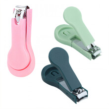 Set di 3 tagliaunghie per neonati con lame curve sicure, impugnatura antiscivolo, colori assortiti — Compatibile con la cura dei neonati