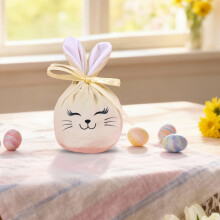 Osterhasen-Geschenktüten – Gelbe Samt-Süßigkeitentüten mit Kordelzug für die Ostereiersuche, als Leckerei im Klassenzimmer und für