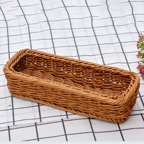 Petit panier de rangement de table pour couverts, marron clair, 2