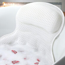 Bath Pillow for Tub – Neck & Back Support, Soft 4D Mesh, Non-Slip Suction Cups, Relaxing Spa Gift