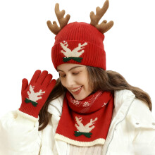 Conjunto de Natal Feminino com Gorro, Luvas e Cachecol (3 peças)