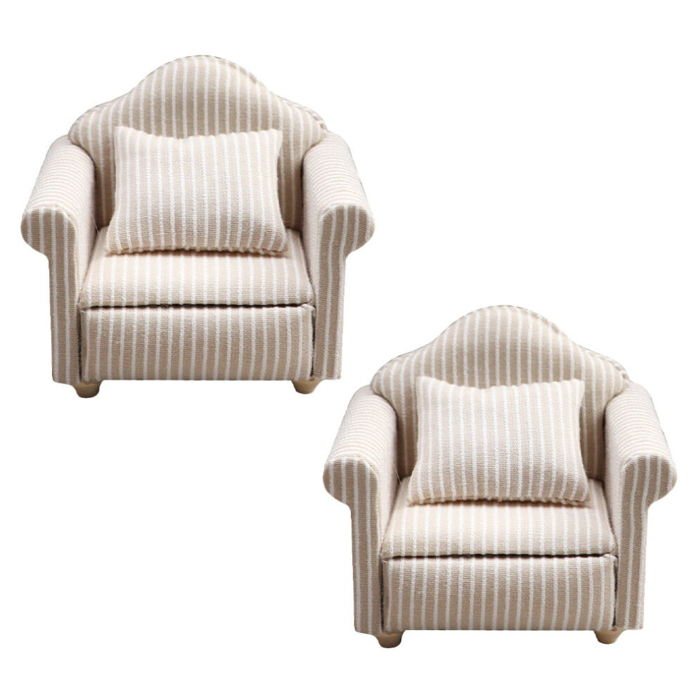 Worgeous Dollhouse Living Room Furniture Miniature House Sofa Furniture Beige 2Pcs-image-OPC-PRQYZZN-NEW