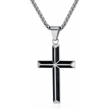 Men's Minimalist Cross Necklace, Stainless Steel Enamel Pendant with 24" Adjustable Chain – Compatible with Faith Jewelry