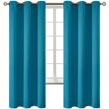 Verduisterende gordijnen - Thermisch geïsoleerde gordijnen met ringen voor het verduisteren van de slaapkamer en woonkamer, set van 2 panelen (107 x