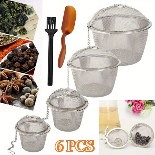 4-Size Stainless Steel Tea Strainer Set with Chains