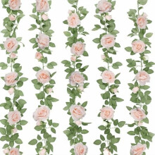 Guirlande de 5 roses artificielles de 9,9 m (32,5 pi) – Idéale pour un goûter, la fête des mères, une fête prénatale, une arche de mariage,