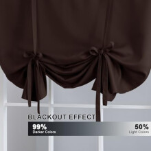 Blackout Curtain for Bathroom Windows Chocolate Brown Tie-Up Shade Curtain Window Balloon (Rod Pocket Panel, 42 inches W x 63 inches L, Set of 1)