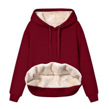 Kvinnor Tjockare Hoodie Tröjor Fodrad Höst Vinter Sammet Varm Hoodie V-ringad Långärmad Underkläder Toppar Blus Casual Utomhus Komfort Dagligt