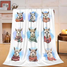 Lama-Alpaka-Fleece-Decke, 102 x 127 cm