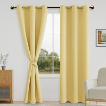 Blackout Curtains for Bedroom with Tiebacks – Room Darkening, Grommet Top, Yellow, 42x84", Set of 2 Panels
