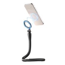 Flexibelt, flexibelt, magnetiskt telefonstativ, vridfäste för telefon, böjbart fäste, telefonstativ, flexibelt armstativ, 300 g lastkapacitet med