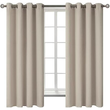 Verdunkelungsvorhänge, 160 cm lang – Ösen-Thermo-Isoliervorhänge, Fensterdekoration für Schlafzimmer, 2-teilig, 132 x 160 cm, Kamel