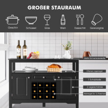 Buffet moderno per sala da pranzo con portabottiglie, armadietti e cassetti 117 x 40,5 x 82,5 cm nero