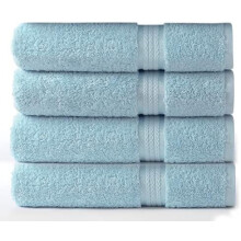 Lot de 4 serviettes de bain XL ultra douces (76 x 137 cm), 100 % coton, 580 g/m², bleu clair – Absorbantes, qualité hôtel/spa, idéales pour la