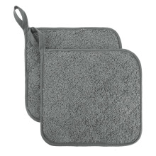 100% Cotton Terry Pot Holder Pack of 2 for Kitchen Everyday Basic Heat Resistant Coaster Potholder for Cooking and Baking Premium - Gray