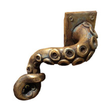 Poignée de porte vintage en forme de pieuvre, couleur bronze, facile à installer, décoration amusante et originale.