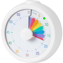 Portable Visual Timer - Silent Rainbow Time Management Clock for Kids & Adults, Home School Office (White)-dh