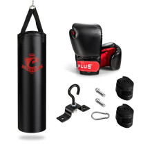 Set sacco da boxe da 28,5 kg, sacco da boxe con guantoni da boxe da 12 once e cinghie per le mani, nero