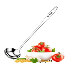 Rustproof 304 Stainless Steel Soup Ladle with Ergonomic Handle, Heat Resistant, 9.64", Silver