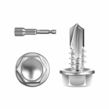 #8x1/2" (300 stk.) pladeskruer, selvborende skrue med sekskant og skivehoved, 410 rustfri stålflangeskruer med hurtig selvskærende gevind
