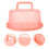 YEAHIBABY Porta-bolo de plástico rosa com tampa e alça para uso doméstico, fácil de limpar e reutilizável, 30 cm (12 polegadas) 1