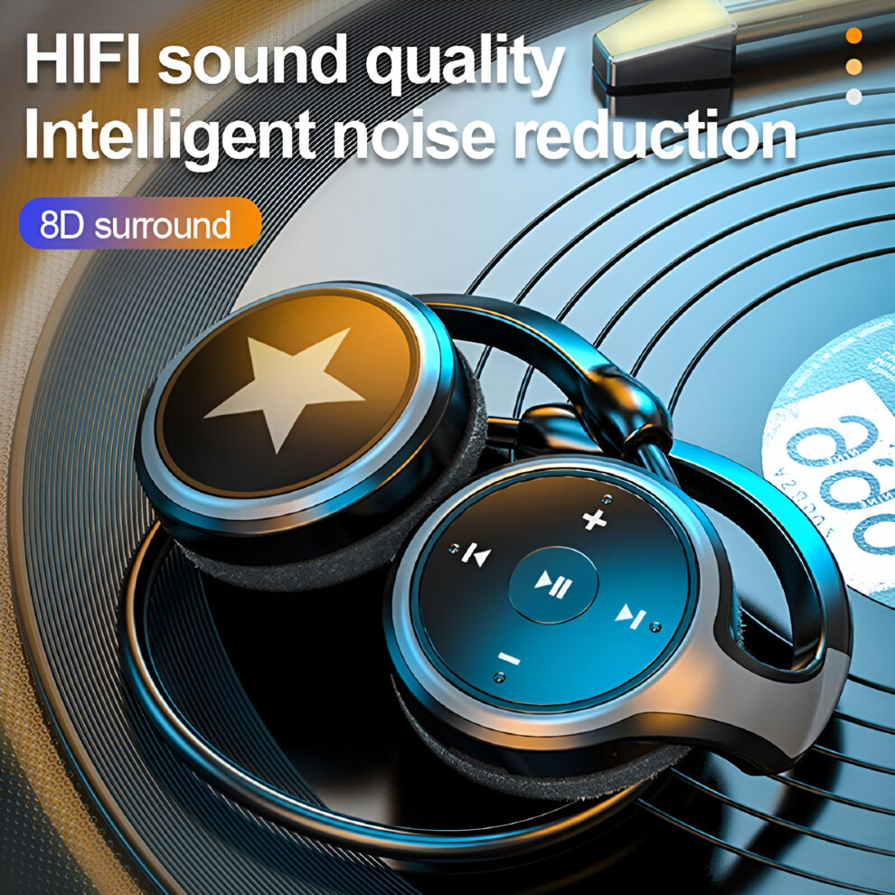 Behind The Head Headphones, Foldable Bluetooth Lightweight Small Foldable Wireless Sports Sweatproof Neckband Headset With Mic 9448990389568