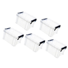 Lot de 5 bacs de rangement en plastique, grande capacité, avec couvercles, blancs