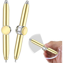 Lot de 2 stylos fidget spinner avec lumière LED, stylo à bille multifonctionnel pour stimuler la réflexion, cadeau idéal pour adultes, étudiants