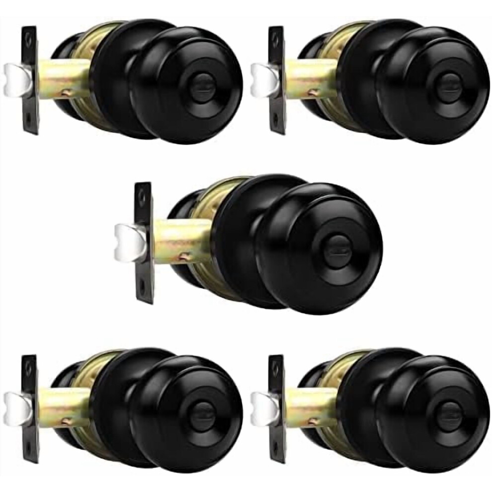 Black Door Knobs, Privacy Door Knob For Bathroom Bedroom, Interior Door Knob With Thumb Turning Locking Button, 5 Pack 9426043321260